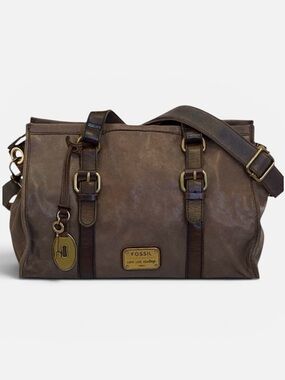 Fossil Maddox Vintage Handbag Satchel Purse Bag Leather